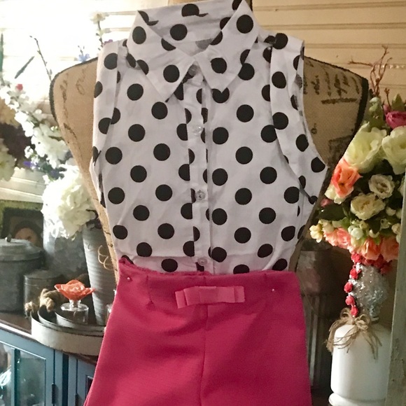 Girls polka dots shirt and shorts set - Picture 7 of 8